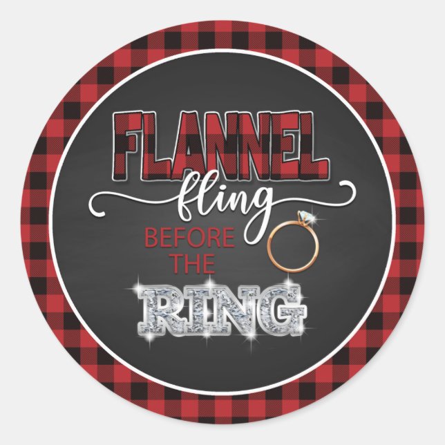 Flannel Fling Before the Ring Sticker - Red (Front)