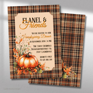 Flannel & Friends Fall/Autumn Friendsgiving Dinner Invitation