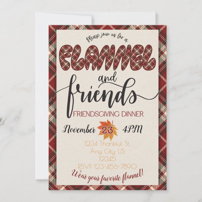 Flannel & Friends Friendsgiving Dinner Invitation (Front)