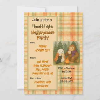 Flannel & Frights Halloween Party Invitation