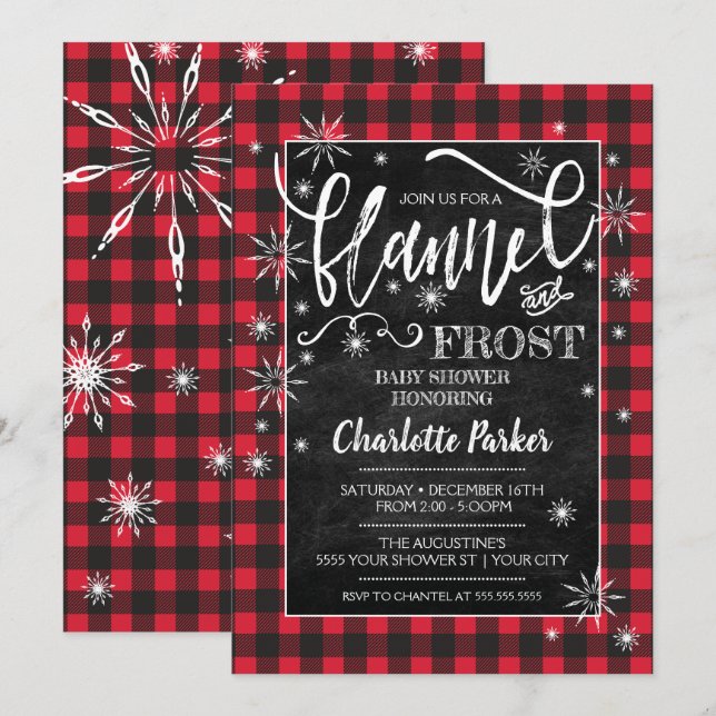 Flannel & Frost Baby Shower Invitation (Front/Back)