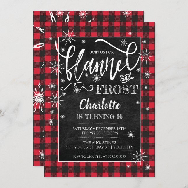 Flannel & Frost Birthday Invitation (Front/Back)