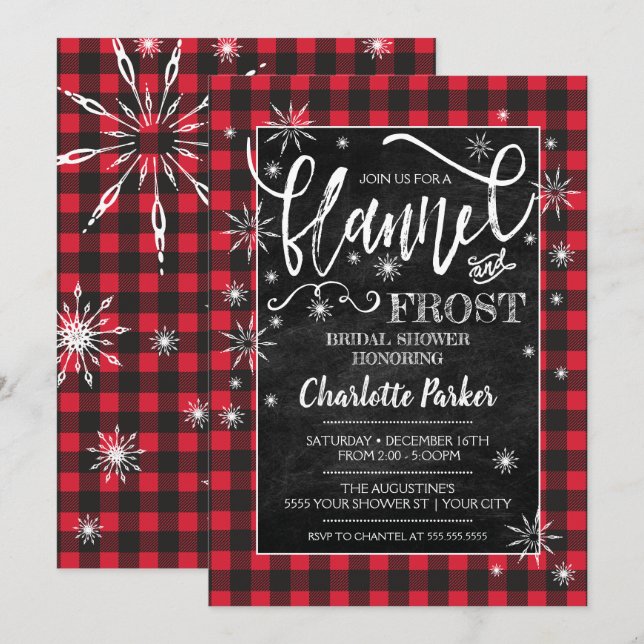 Flannel & Frost Bridal Shower Invitation (Front/Back)