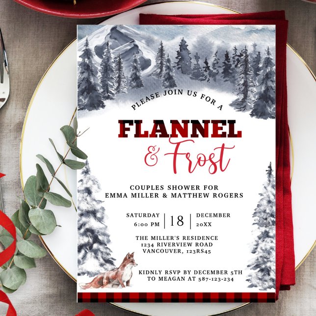 Flannel & Frost Holiday Party, Mountains and Fox Invitation (Creator Uploaded)