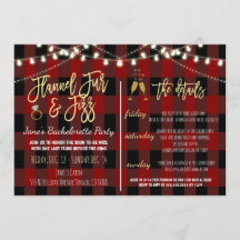 Flannel Fur and Fizz Party Invitation