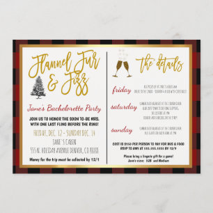 Flannel Fur and Fizz Party Invitation