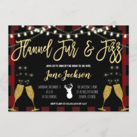 Flannel Fur and Fizz Party Invitation