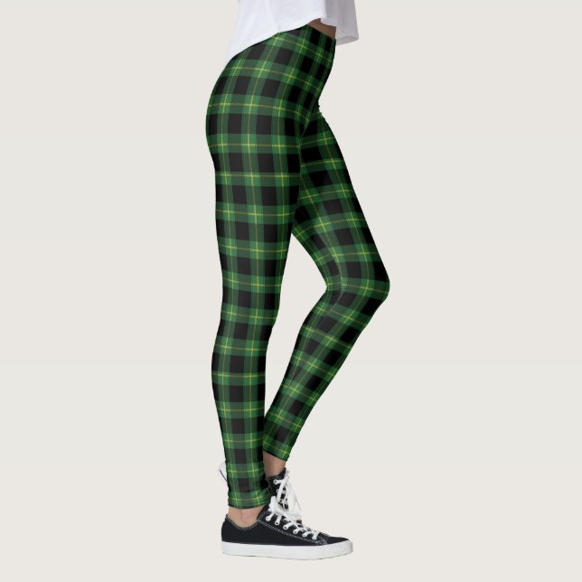 Flannel Green Buffalo Plaid Pattern Fall Autumn Leggings (Right)