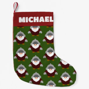 Flannel Holiday Gnome Pattern Small Christmas Stocking