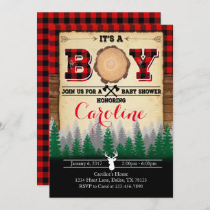 Flannel Lumberjack Baby Shower Invitation Invite