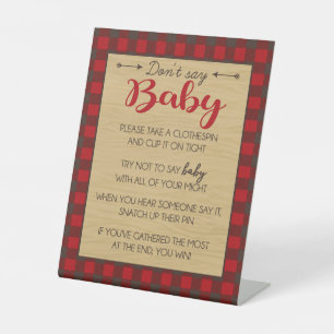 Flannel Lumberjack Don't Say Baby Party Game Sign