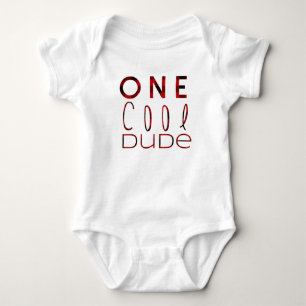 Flannel One Cool Dude   First Birthday Baby Bodysuit