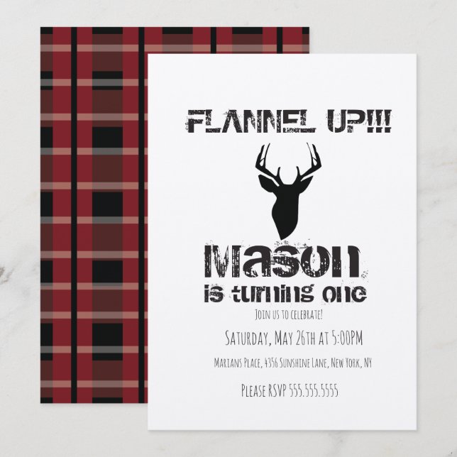 Flannel Up Plaid Christmas Winter Birthday Party Invitation (Front/Back)