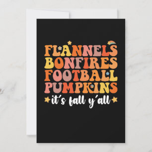 Flannels Bonfires Football Pumpkins It's Fall Y'al Invitation