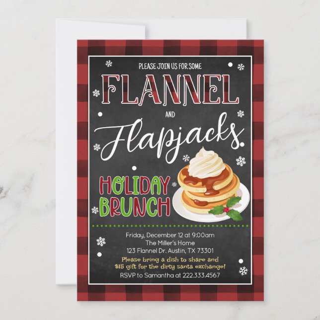 Flannels Flapjacks Christmas Party Invitation (Front)