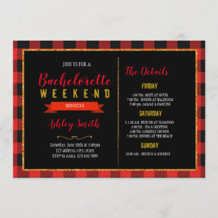 Flannels fur and fizz bachelorette invitation