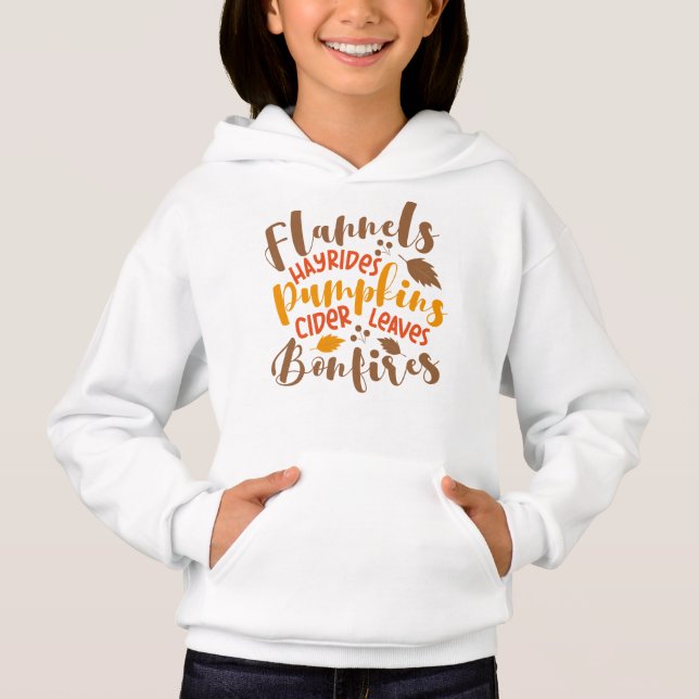 Flannels Hay Rides Pumpkins Cider Leaves Bonfires (Front)