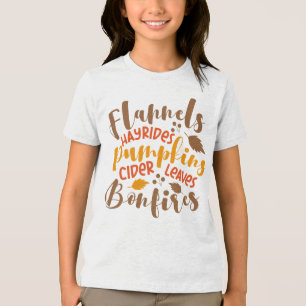 Flannels Hay Rides Pumpkins Cider Leaves Bonfires Tri-Blend Shirt