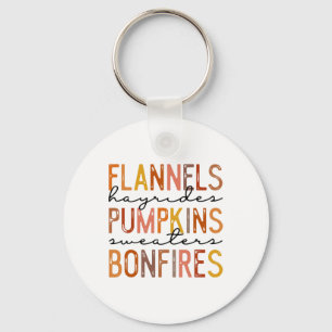 Flannels Hayriders Bonfires Pumpkins Leopard Fall  Key Ring