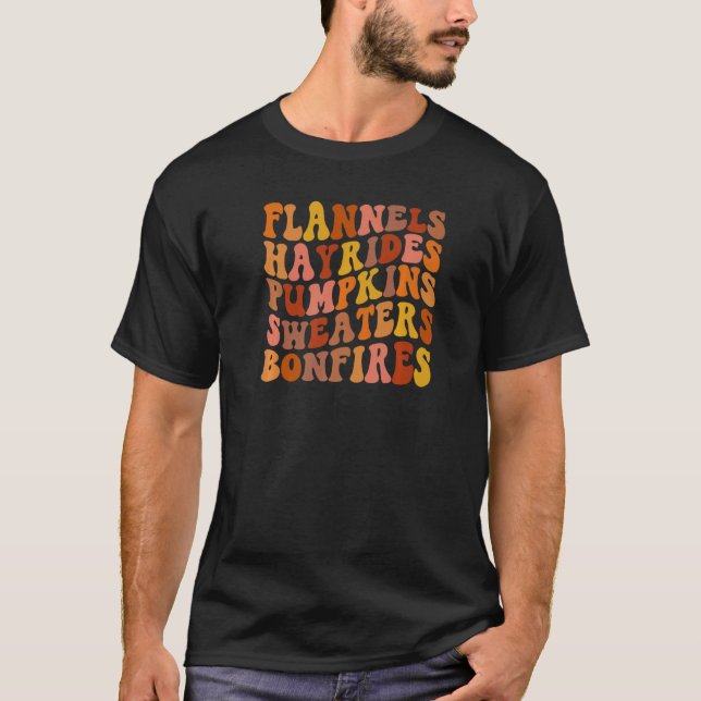 Flannels Hayrides Pumpkin Sweaters Bonfires Hello  (Front)