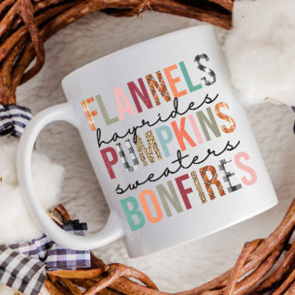 Flannels Hayrides Pumpkins Bonfires Plaid Fun Fal Coffee Mug