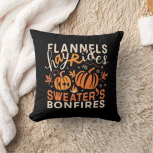 Flannels Hayrides Pumpkins Sweaters Bonfires Cushion