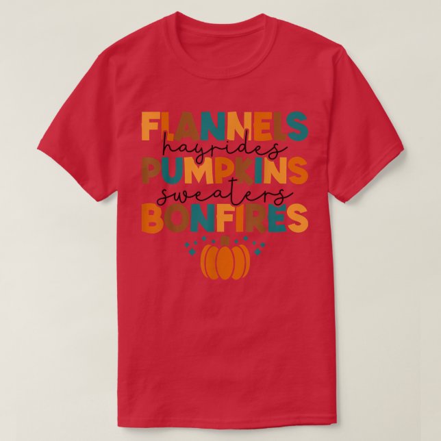 Flannels Hayrides Pumpkins Sweaters Bonfires Happy (Design Front)