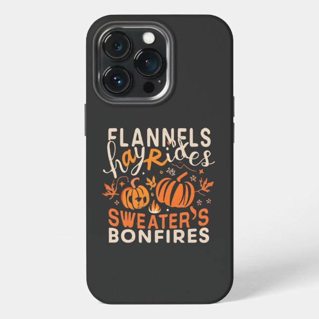 Flannels Hayrides Pumpkins Sweaters Bonfires iPhone Case (Back)