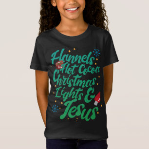 Flannels Hot Cocoa Christmas Lights And Jesus T-Shirt