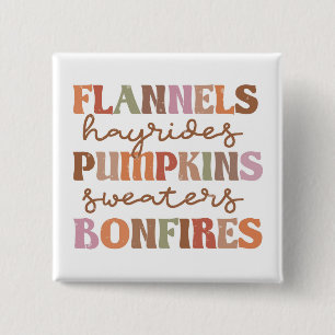 Flannels Pumpkins Bonfires 15 Cm Square Badge