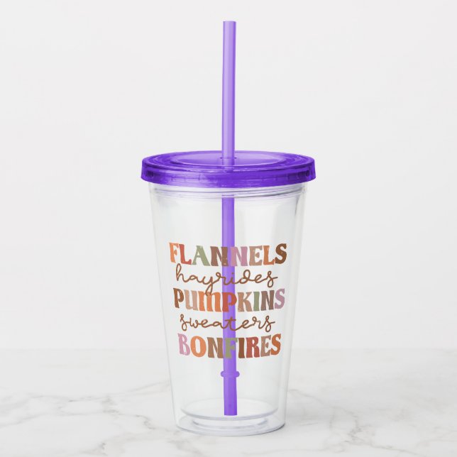 Flannels Pumpkins Bonfires Acrylic Tumbler (Front)