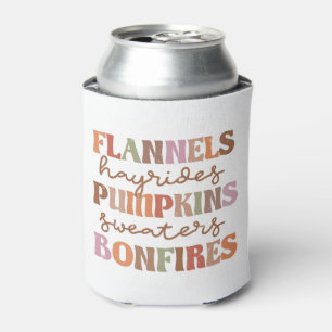 Flannels Pumpkins Bonfires Can Cooler