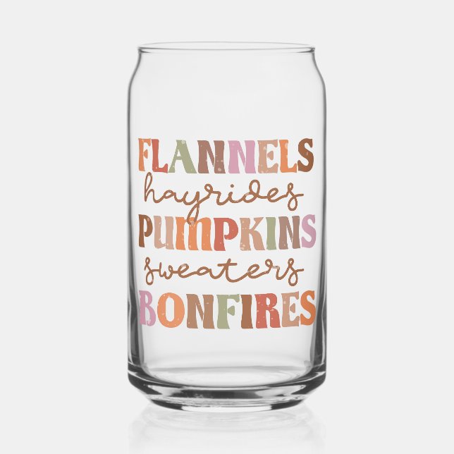 Flannels Pumpkins Bonfires Can Glass (Front)