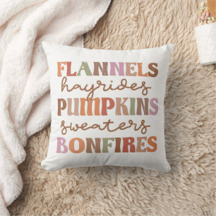 Flannels Pumpkins Bonfires Cushion
