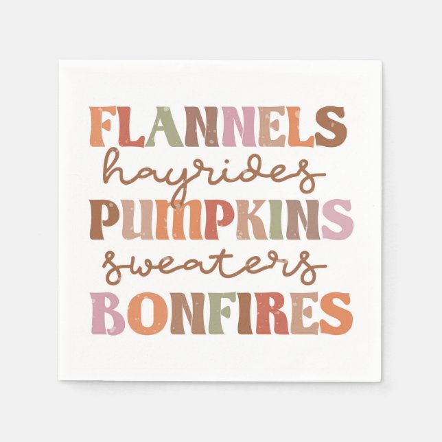 Flannels Pumpkins Bonfires Napkin (Front)