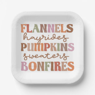 Flannels Pumpkins Bonfires Paper Plate