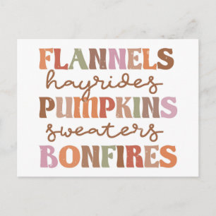 Flannels Pumpkins Bonfires Postcard