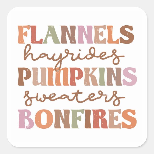 Flannels Pumpkins Bonfires Square Sticker (Front)
