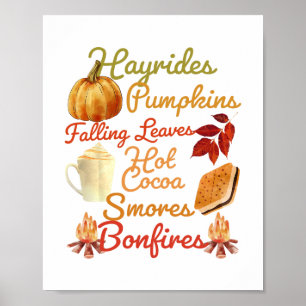 Flannels Pumpkins Bonfires Thanksgiving Day Autumn Poster