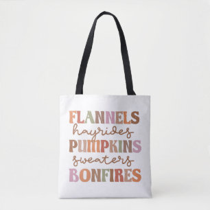 Flannels Pumpkins Bonfires Tote Bag