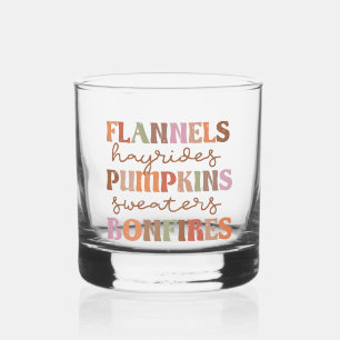 Flannels Pumpkins Bonfires Whiskey Glass