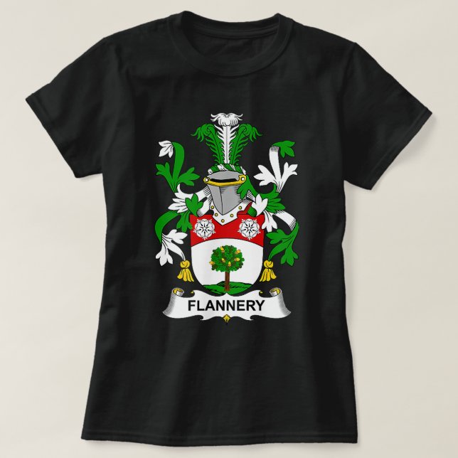 Flannery Coat of Arms  Family Crest  T-Shirt (Design Front)