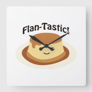 Flantastic! Cute flan Square Wall Clock