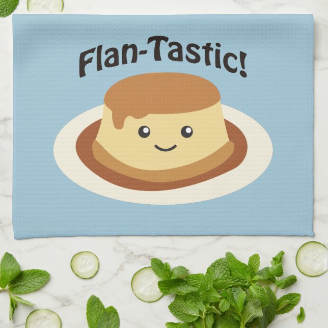 Flantastic! Cute flan Tea Towel (Folded)