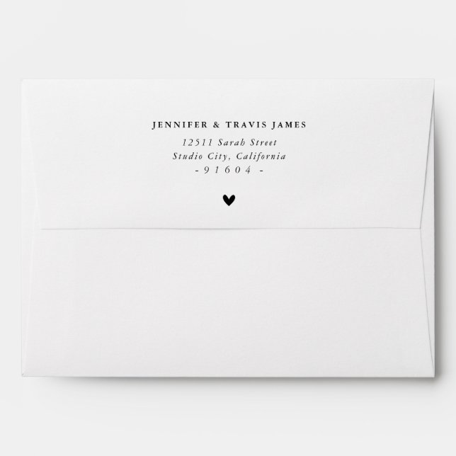 FLAP RETURN ADDRESS modern minimal serif heart Envelope (Back (Top Flap))