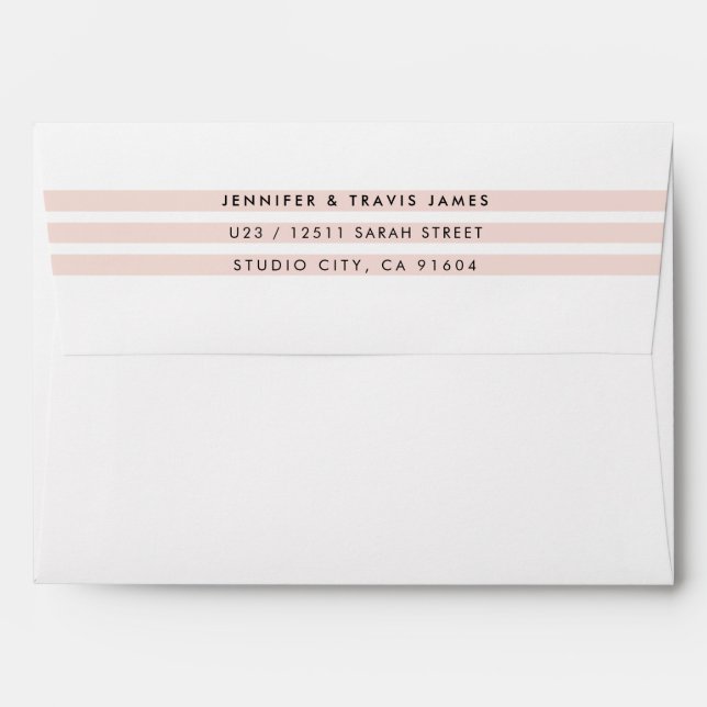 FLAP RETURN ADDRESS modern minimal stripe blush Envelope (Back (Top Flap))