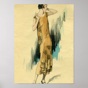Flapper-1920's Fashion Illustration Poster-Print Poster