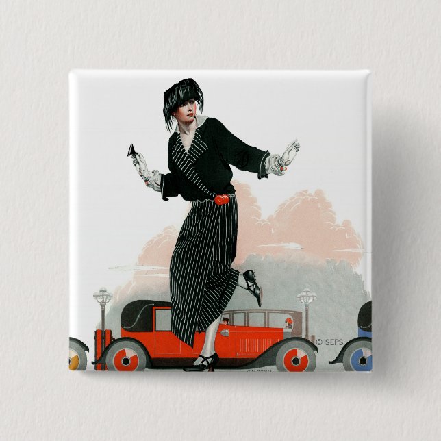 Flapper and Roadster 15 Cm Square Badge (Front)