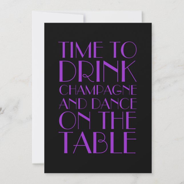 Flapper Bachelorette Invitation in purple (Front)