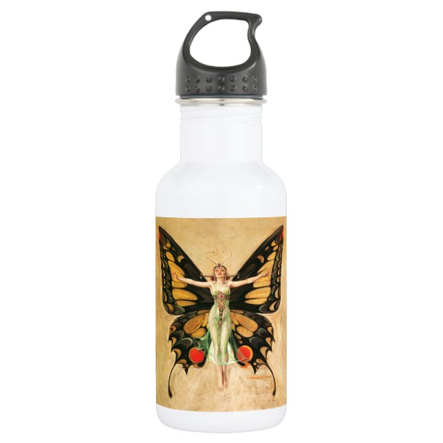 Flapper Butterfly Flying Woman Illustration 532 Ml Water Bottle (Front)